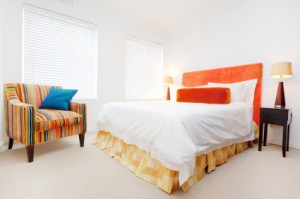 A bedroom with no clutter